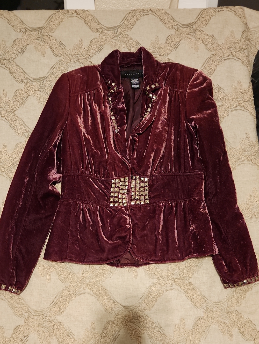 Apostrophe Purple Velvet Studded Blazer Sz 10